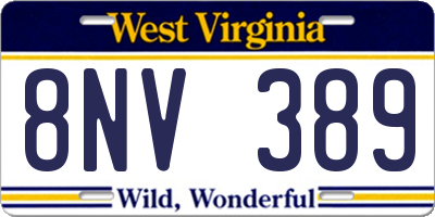 WV license plate 8NV389