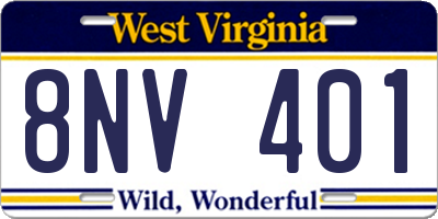 WV license plate 8NV401