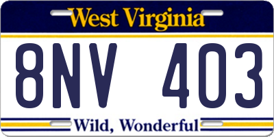 WV license plate 8NV403