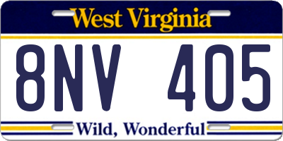 WV license plate 8NV405