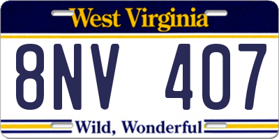 WV license plate 8NV407