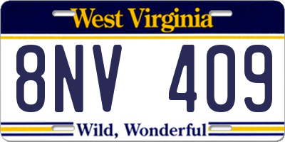 WV license plate 8NV409