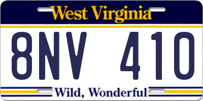 WV license plate 8NV410