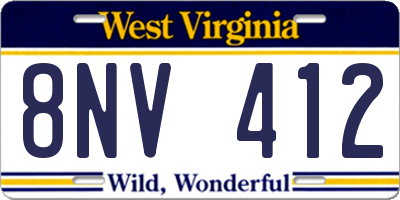 WV license plate 8NV412