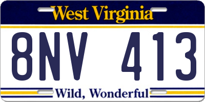 WV license plate 8NV413