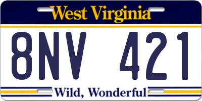 WV license plate 8NV421