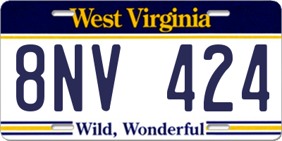 WV license plate 8NV424