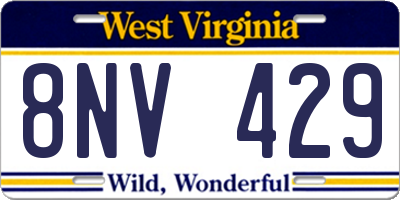 WV license plate 8NV429
