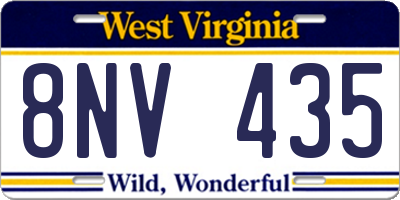 WV license plate 8NV435