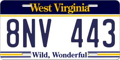 WV license plate 8NV443