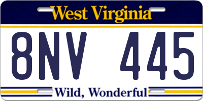 WV license plate 8NV445
