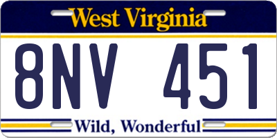 WV license plate 8NV451