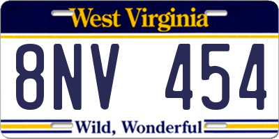 WV license plate 8NV454