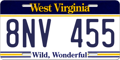 WV license plate 8NV455
