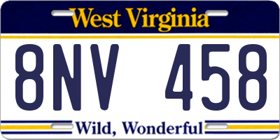 WV license plate 8NV458