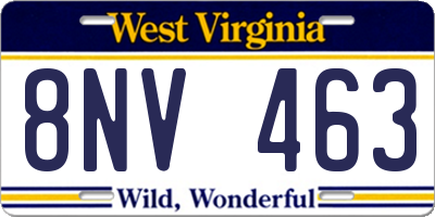 WV license plate 8NV463