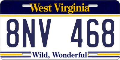WV license plate 8NV468