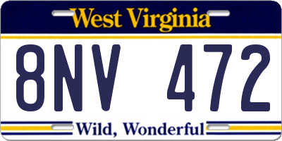WV license plate 8NV472