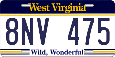 WV license plate 8NV475