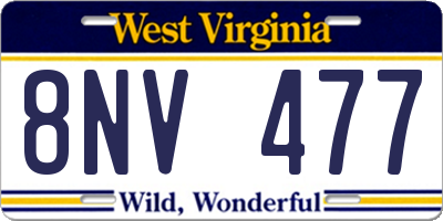 WV license plate 8NV477