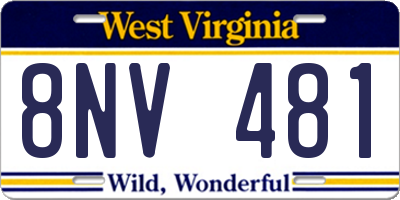 WV license plate 8NV481