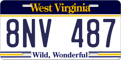 WV license plate 8NV487