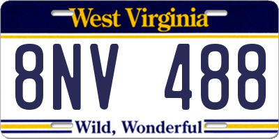 WV license plate 8NV488