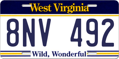 WV license plate 8NV492