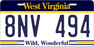 WV license plate 8NV494