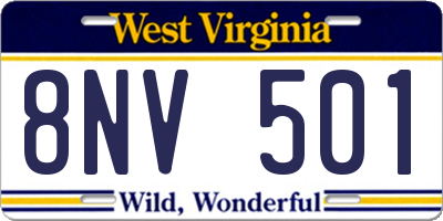 WV license plate 8NV501