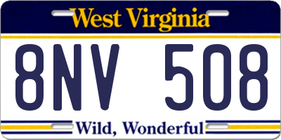 WV license plate 8NV508