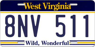 WV license plate 8NV511