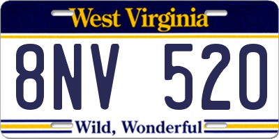WV license plate 8NV520