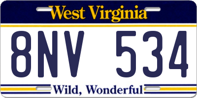 WV license plate 8NV534