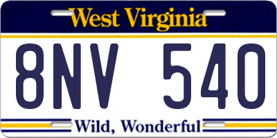 WV license plate 8NV540