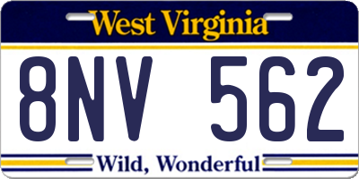 WV license plate 8NV562