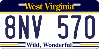 WV license plate 8NV570