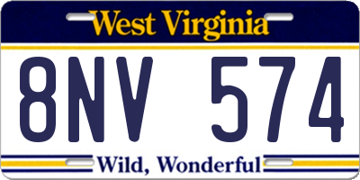 WV license plate 8NV574