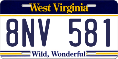 WV license plate 8NV581