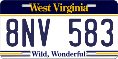 WV license plate 8NV583