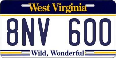 WV license plate 8NV600