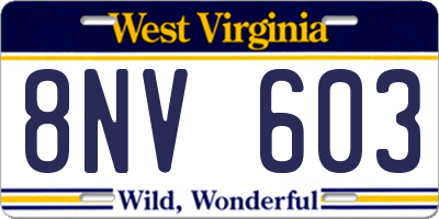 WV license plate 8NV603