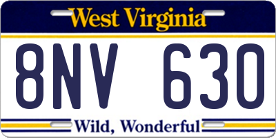 WV license plate 8NV630