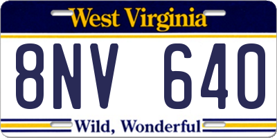 WV license plate 8NV640