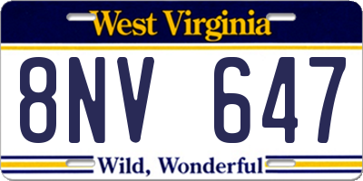 WV license plate 8NV647