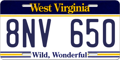 WV license plate 8NV650