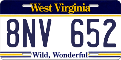 WV license plate 8NV652