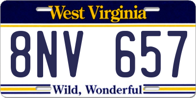 WV license plate 8NV657