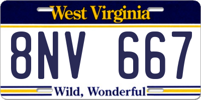 WV license plate 8NV667
