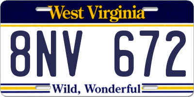WV license plate 8NV672